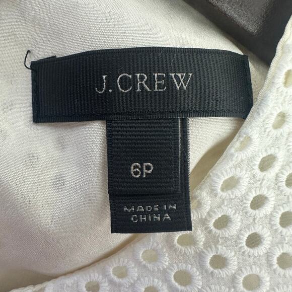 J. CREW A-Line Dress Eyelet Keyhole Back Size 6P White Easter Spring Bohochic - Picture 4 of 6